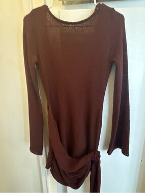 Meshki Long Sleeve Knit Dress in Burgundy